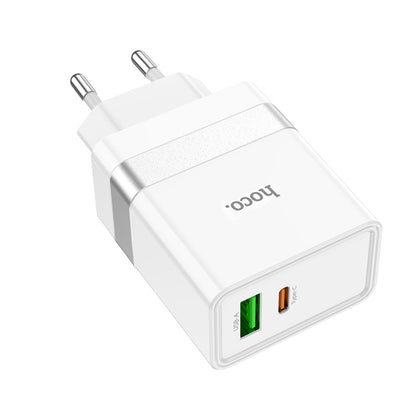 hoco N21 PD 30W Type-C / USB-C + QC 3.0 USB Mini Fast Charger, EU Plug(White) - Apple Accessories by hoco | Online Shopping UK | buy2fix