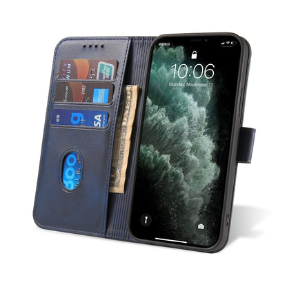 For iPhone 12 Pro Max Calf Texture Buckle Horizontal Flip Leather Case with Holder & Card Slots & Wallet(Blue) - Apple Accessories by buy2fix | Online Shopping UK | buy2fix