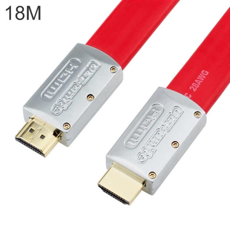 ULT-unite 4K Ultra HD Gold-plated HDMI to HDMI Flat Cable, Cable Length:18m(Red) - Cable by ult-unite | Online Shopping UK | buy2fix