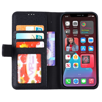 For iPhone 13 GEBEI Top-grain Leather Horizontal Flip Protective Case with Holder & Card Slots & Wallet & Photo Frame(Black) - iPhone 13 Cases by GEBEI | Online Shopping UK | buy2fix