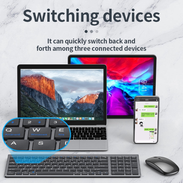 109 Three-mode Wireless Bluetooth Keyboard Mouse Set(Silver) - Computer & Networking by buy2fix | Online Shopping UK | buy2fix