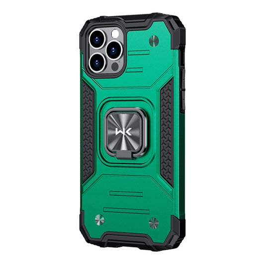 For iPhone 12 Pro WK WTP-012 Shockproof PC + TPU + Metal Phone Case with Ring Holder(Green) - iPhone 12 / 12 Pro Cases by WK | Online Shopping UK | buy2fix