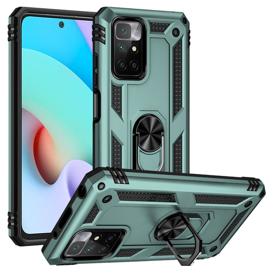 For Xiaomi Redmi 10 Shockproof TPU + PC Phone Case with 360 Degree Rotating Holder(Dark Green) - Xiaomi Cases by buy2fix | Online Shopping UK | buy2fix