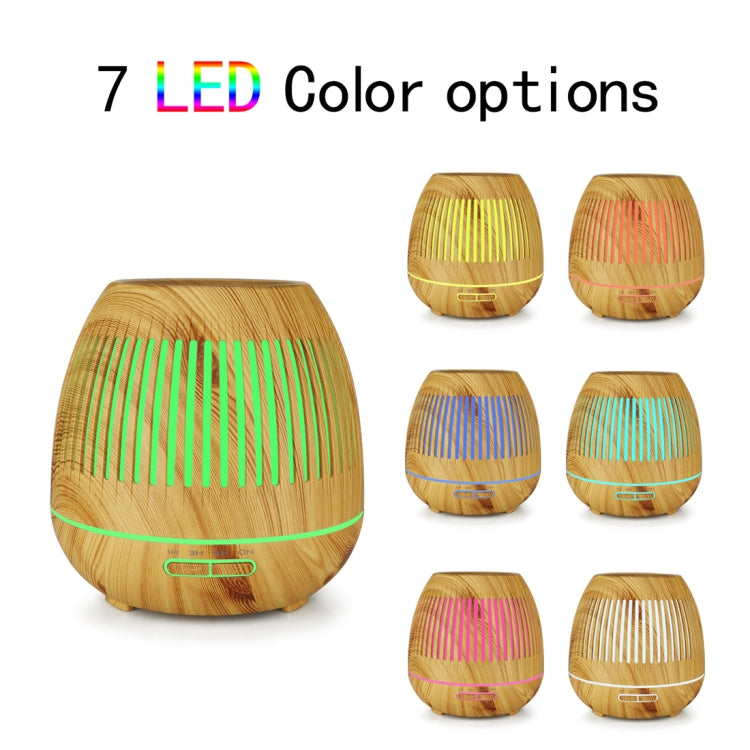 400ml Hollow-out LED Humidifier Wood Grain Air Purifier Aromatherapy Machine Automatic Alcohol Sprayer with Colorful LED Light, Plug Specification:EU Plug(Light Brown) - Home & Garden by buy2fix | Online Shopping UK | buy2fix