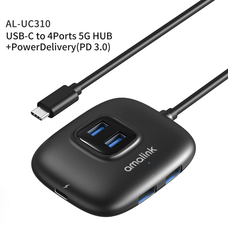 amalink UC310 Type-C / USB-C to 4 Ports USB Multi-function HUB(Black) - USB HUB by amalink | Online Shopping UK | buy2fix