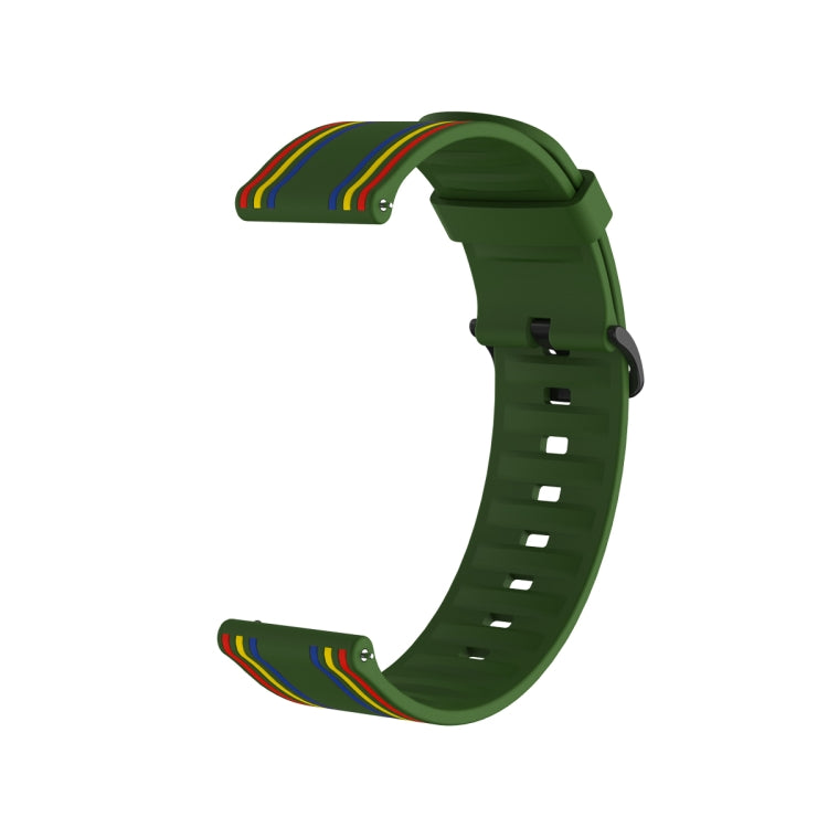 20mm Stripe Silicone Watch Band(Army Green) - Watch Bands by buy2fix | Online Shopping UK | buy2fix