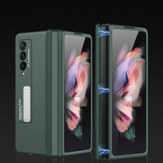 For Samsung Galaxy Z Fold3 5G GKK Magnetic Full Coverage Phone Flip Case with Holder(Dark Green) - Galaxy Phone Cases by GKK | Online Shopping UK | buy2fix