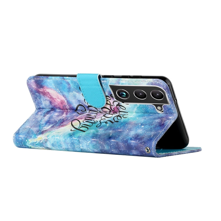 For Samsung Galaxy S22 5G 3D Pattern Horizontal Flip PU Leather Phone Case(Blue Starry Sky) - Galaxy S22 5G Cases by buy2fix | Online Shopping UK | buy2fix