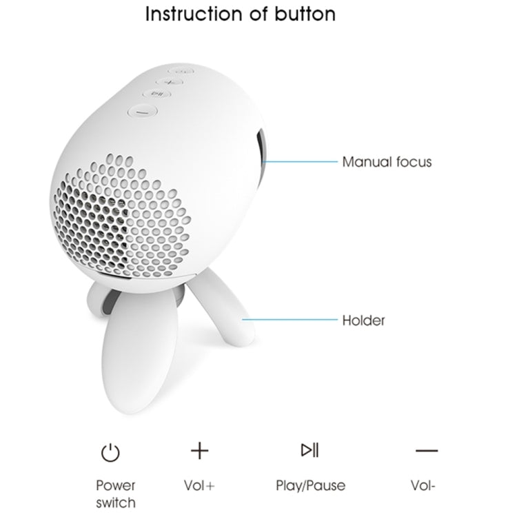 YG220 Same Screen Version Children Projector Mini LED Portable Home Speaker Projector, Plug Type:AU Plug(White) - Consumer Electronics by buy2fix | Online Shopping UK | buy2fix