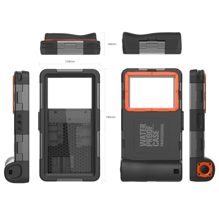 RedPepper 2nd Generation Diving Waterproof Protective Case, Waterproof depth: 15m(Black + Orange) - Waterproof Bag by RedPepper | Online Shopping UK | buy2fix