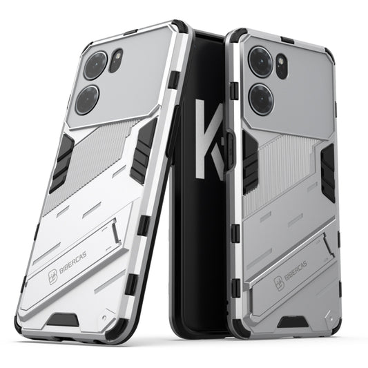 For OPPO K10 5G China Punk Armor 2 in 1 PC + TPU Shockproof Phone Case with Invisible Holder(White) - OPPO Cases by buy2fix | Online Shopping UK | buy2fix