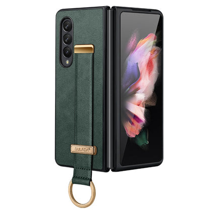 For Samsung Galaxy Z Fold3 5G SULADA Cool Series PC + Leather Texture Skin Feel Shockproof Phone Case(Green) - Galaxy Phone Cases by SULADA | Online Shopping UK | buy2fix