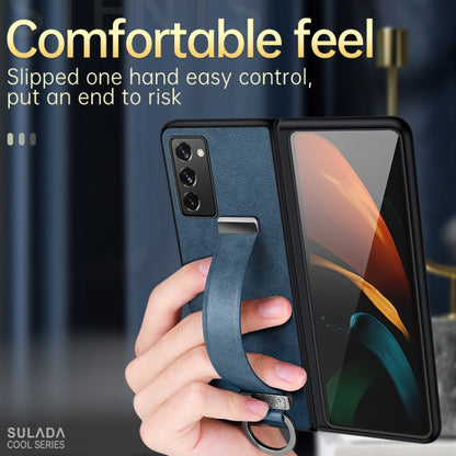 For Samsung Galaxy Z Fold2 SULADA Cool Series PC + Leather Texture Skin Feel Shockproof Phone Case(Blue) - Galaxy Phone Cases by SULADA | Online Shopping UK | buy2fix