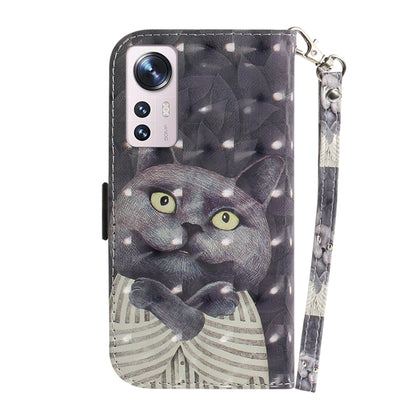For Xiaomi 12 / 12X 3D Colored Horizontal Flip Leather Phone Case(Hug Cat) - 12 Cases by buy2fix | Online Shopping UK | buy2fix