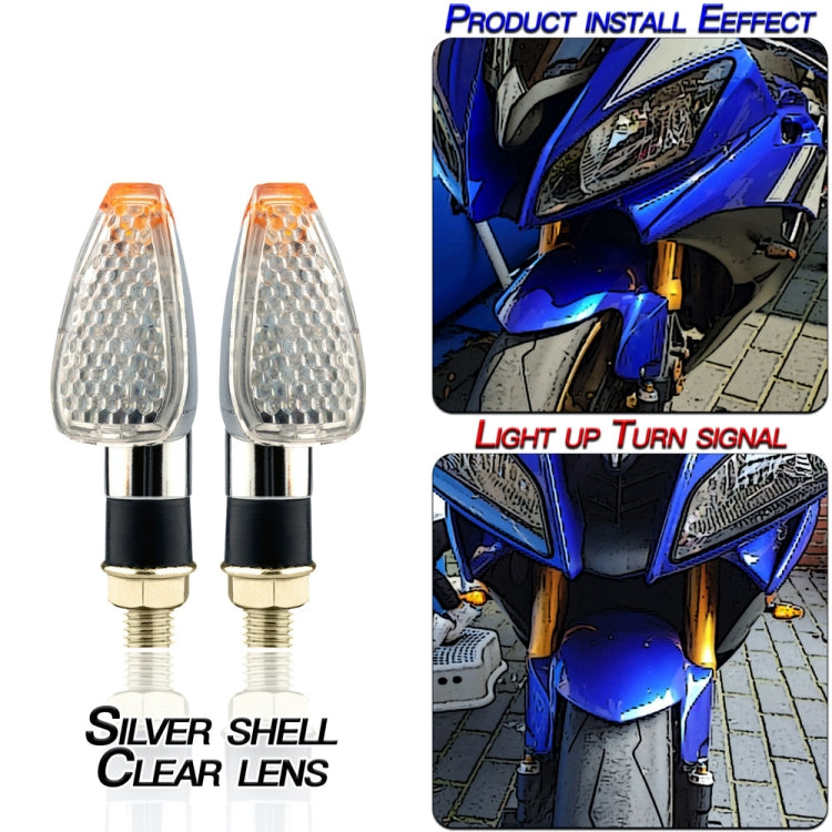 2 PCS KC025 Motorcycle 14LED Turn Signal Light(Silver Shell + Transparent Black Lenses) - In Car by buy2fix | Online Shopping UK | buy2fix