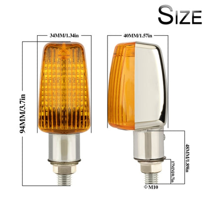 2 PCS PE-ZS102 Motorcycle Retro Style Turn Signal Light(Electroplated Silver + Yellow Light Shell) - In Car by buy2fix | Online Shopping UK | buy2fix