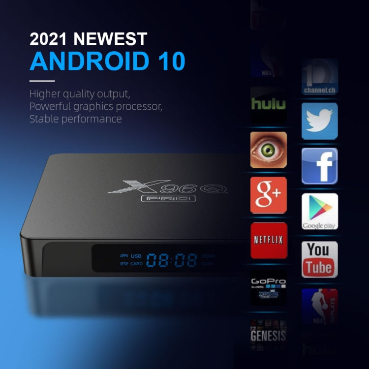 X96Q PRO 4K Smart TV BOX Android 10.0 Media Player, Allwinner H313 Quad Core ARM Cortex A53, RAM: 2GB, ROM: 16GB, Plug Type:UK Plug - Consumer Electronics by buy2fix | Online Shopping UK | buy2fix