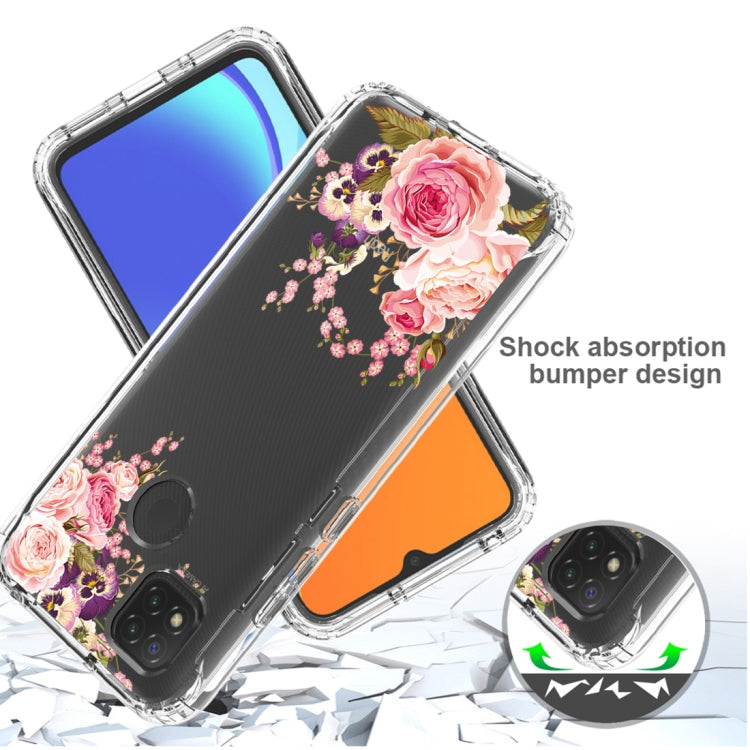 For Xiaomi Redmi 9C PC+TPU Transparent Painted Phone Case(Pink Rose) - Xiaomi Cases by buy2fix | Online Shopping UK | buy2fix