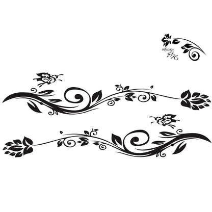 2 PCS/Set D-251 Butterfly Love Flowers Pattern Car Modified Decorative Sticker(Black) - In Car by buy2fix | Online Shopping UK | buy2fix