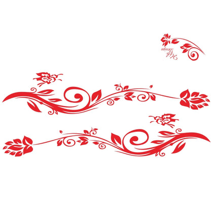 2 PCS/Set D-251 Butterfly Love Flowers Pattern Car Modified Decorative Sticker(Red) - In Car by buy2fix | Online Shopping UK | buy2fix