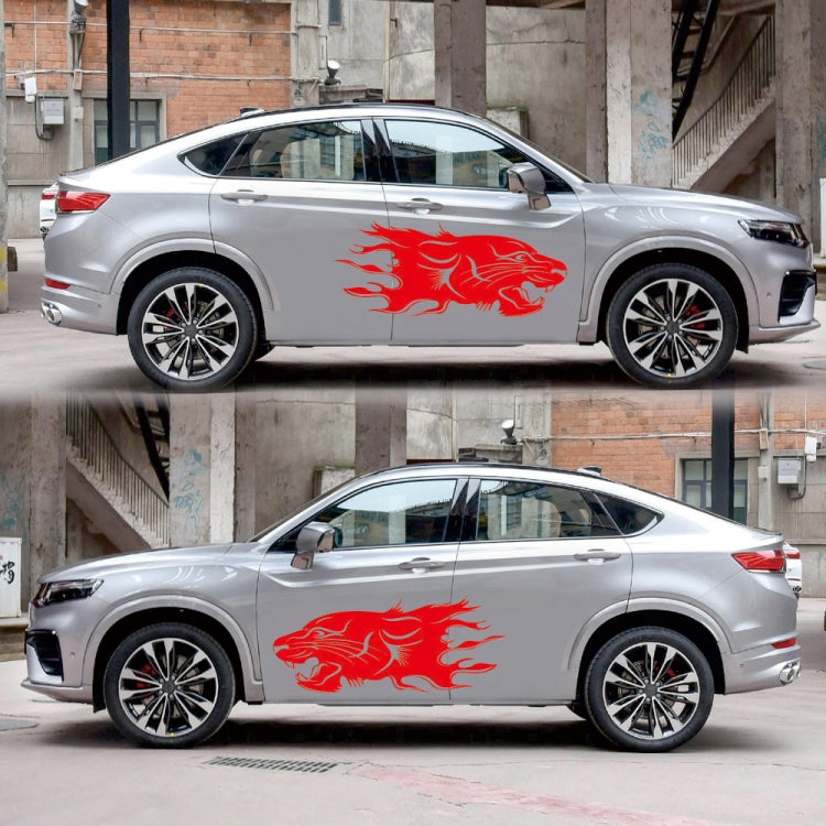 2 PCS/Set D-417 Lion Pattern Car Modified Decorative Sticker(Red) - In Car by buy2fix | Online Shopping UK | buy2fix