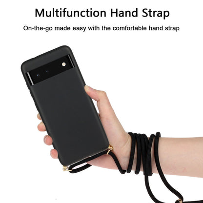 For Google Pixel 6 Wheat Straw Material + TPU Protective Case with Lanyard(Black) - Mobile Accessories by buy2fix | Online Shopping UK | buy2fix