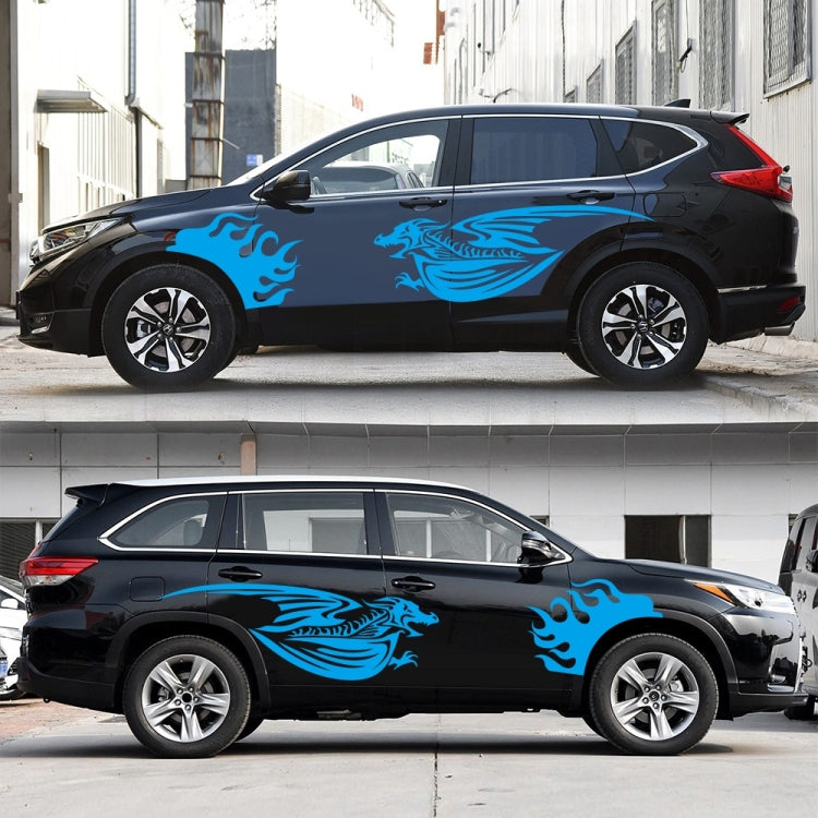 2 PCS/Set D-489 Fire-breathing Dragon Pattern Car Modified Decorative Sticker(Blue) - In Car by buy2fix | Online Shopping UK | buy2fix