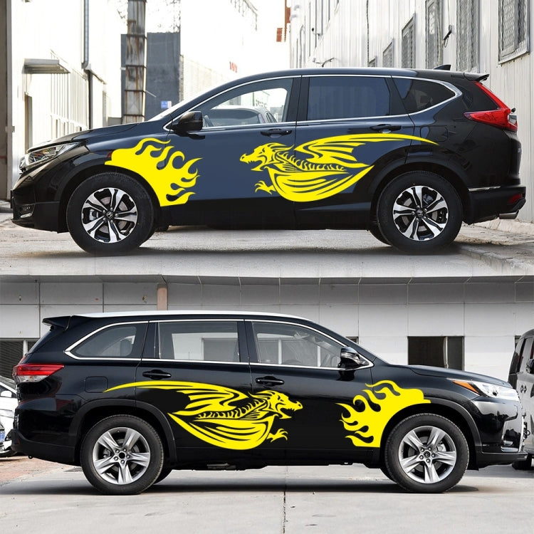 2 PCS/Set D-489 Fire-breathing Dragon Pattern Car Modified Decorative Sticker(Yellow) - In Car by buy2fix | Online Shopping UK | buy2fix
