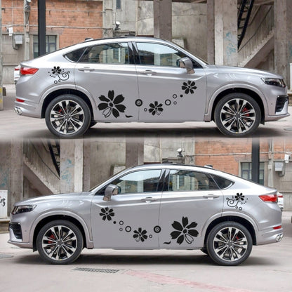 2 PCS/Set D-510 Flowers Pattern Car Modified Decorative Sticker(Black) - In Car by buy2fix | Online Shopping UK | buy2fix