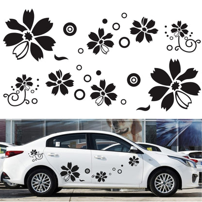 2 PCS/Set D-510 Flowers Pattern Car Modified Decorative Sticker(Black) - In Car by buy2fix | Online Shopping UK | buy2fix