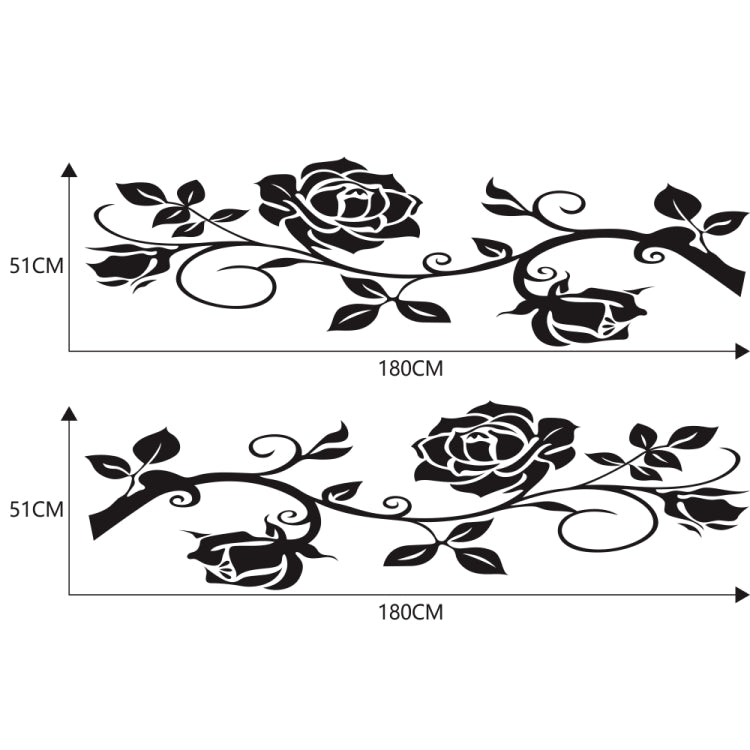 2 PCS/Set D-545 Rose Pattern Car Modified Decorative Sticker(Black) - In Car by buy2fix | Online Shopping UK | buy2fix