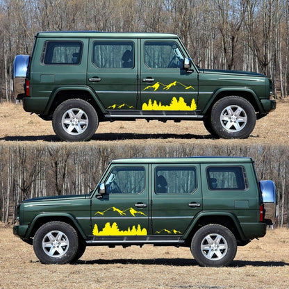 2 PCS/Set D-684 Mountain Totem Pattern Car Modified Decorative Sticker(Yellow) - In Car by buy2fix | Online Shopping UK | buy2fix