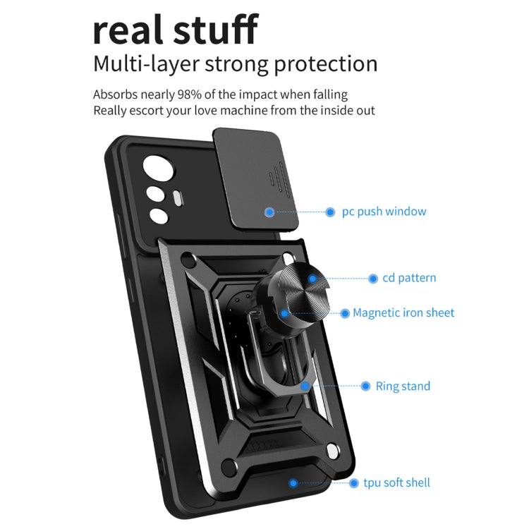 For Xiaomi 12 Lite Sliding Camera Design TPU + PC Phone Case(Black) - Xiaomi Accessories by buy2fix | Online Shopping UK | buy2fix