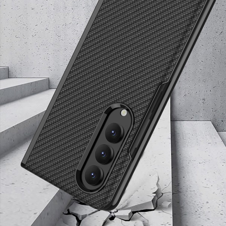 For Samsung Galaxy Z Fold4 GKK Electroplating Leather Surface Phone Case(Carbon Fiber) - Galaxy Z Fold4 5G Cases by GKK | Online Shopping UK | buy2fix