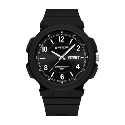 SANDA 6097 TPU Strap Dual Calendar Waterproof Electronic Watch(Black) - Silicone Strap Watches by SANDA | Online Shopping UK | buy2fix