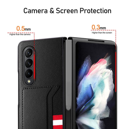 For Samsung Galaxy Z Fold4 5G GKK Litchi Texture Card Slot Phone Case(Blue) - Galaxy Z Fold4 5G Cases by GKK | Online Shopping UK | buy2fix