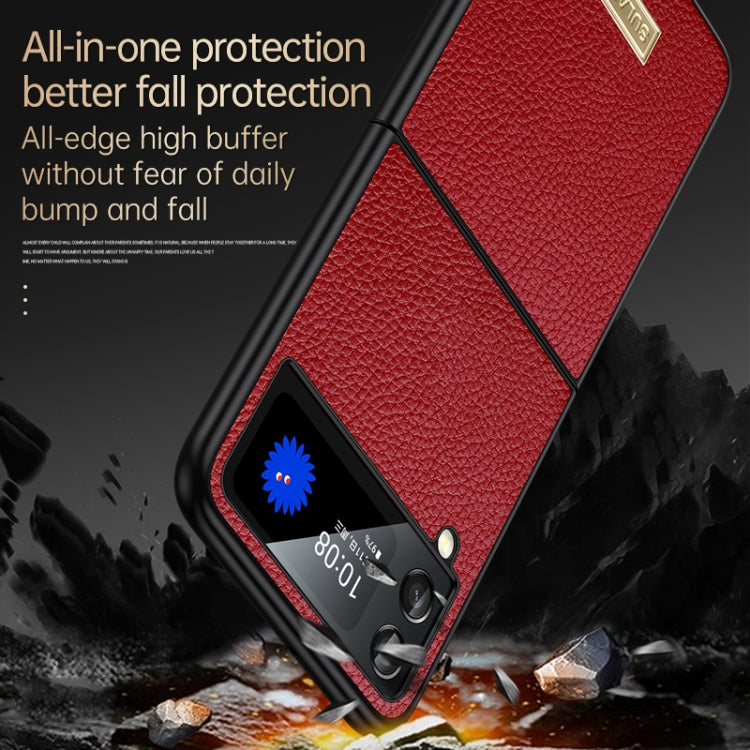 For Samsung Galaxy Z Flip4 SULADA Shockproof TPU + Handmade Leather Phone Case(Red) - Galaxy Z Flip4 5G Cases by SULADA | Online Shopping UK | buy2fix