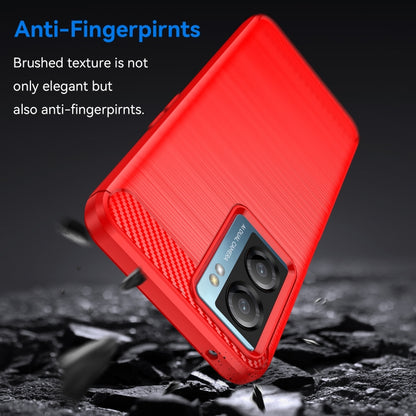 For OPPO A57S Carbon Fiber Brushed Texture TPU Case(Red) - OPPO Cases by buy2fix | Online Shopping UK | buy2fix