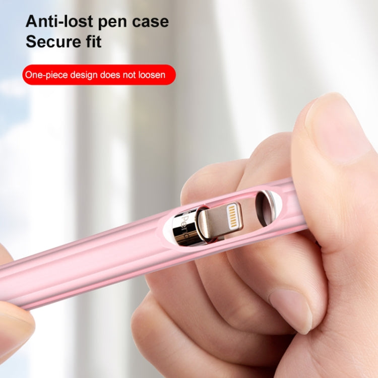 3 in 1 Striped Liquid Silicone Stylus Case with Two Tip Caps For Apple Pencil 2(Pink) - Pencil Accessories by buy2fix | Online Shopping UK | buy2fix