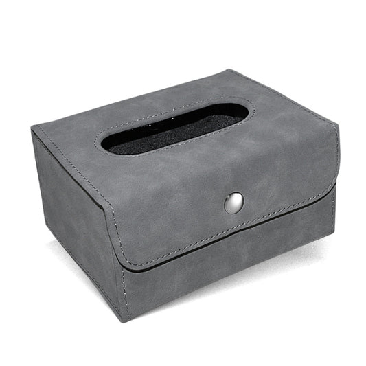 Car Hanging Type Tissue Box Sheepskin Leather Facial Tissue Case(Grey) - In Car by buy2fix | Online Shopping UK | buy2fix