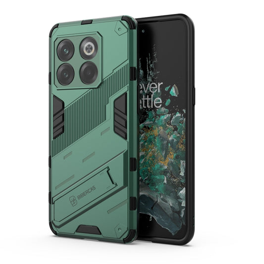 For OnePlus 10T 5G Punk Armor PC + TPU Phone Case with Holder(Green) - OnePlus Cases by buy2fix | Online Shopping UK | buy2fix