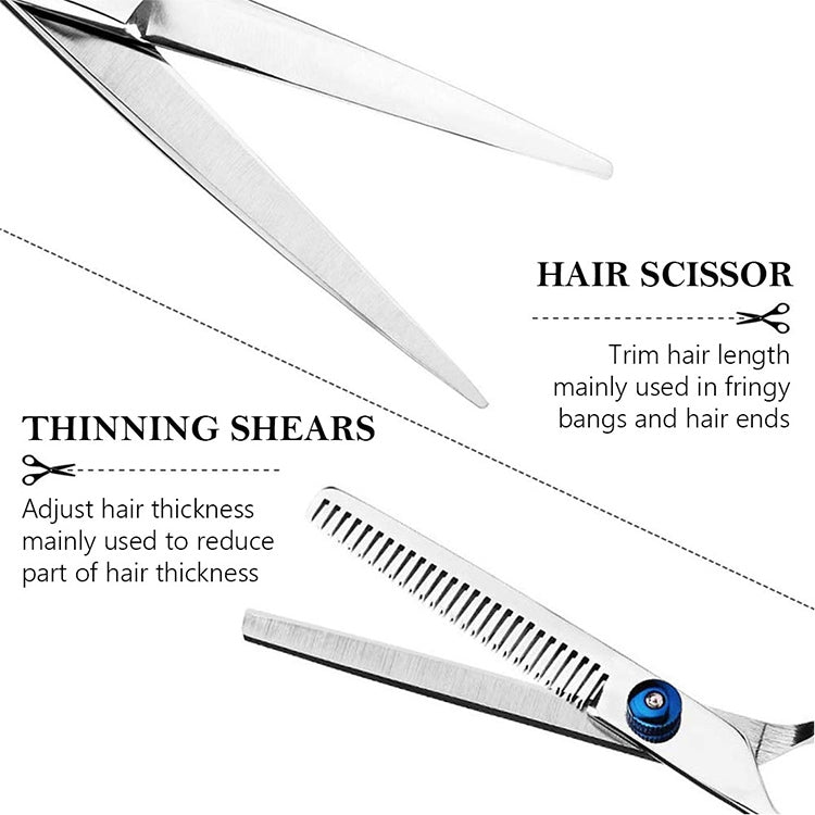 7 PCS Professional Hair Cutting Thinning Scissor Hairdressing Flat Shear Scissors Kit(Blue) - Hair Trimmer by buy2fix | Online Shopping UK | buy2fix