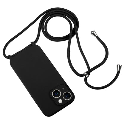 For iPhone 14 Crossbody Lanyard Liquid Silicone Case(Black) - iPhone 14 Cases by buy2fix | Online Shopping UK | buy2fix