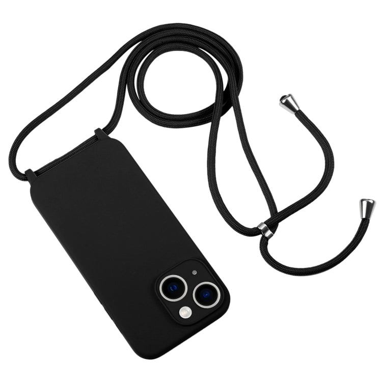 For iPhone 13 Crossbody Lanyard Liquid Silicone Case(Black) - iPhone 13 Cases by buy2fix | Online Shopping UK | buy2fix