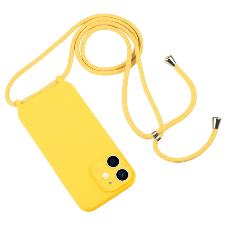 For iPhone 12 Crossbody Lanyard Liquid Silicone Case(Yellow) - iPhone 12 / 12 Pro Cases by buy2fix | Online Shopping UK | buy2fix