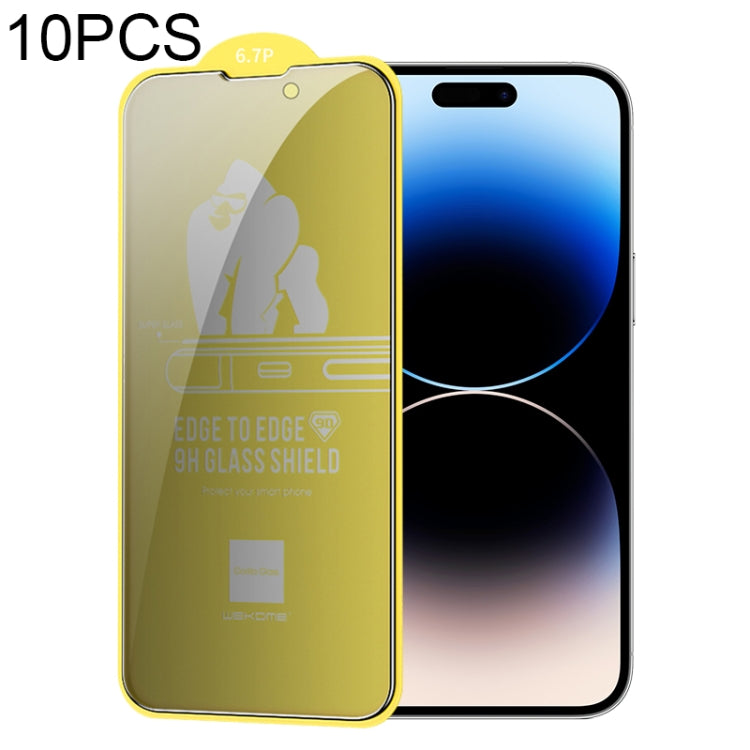 For iPhone 14 Pro 10pcs WEKOME 9D Curved Privacy Tempered Glass Film - iPhone 14 Pro Tempered Glass by WK | Online Shopping UK | buy2fix