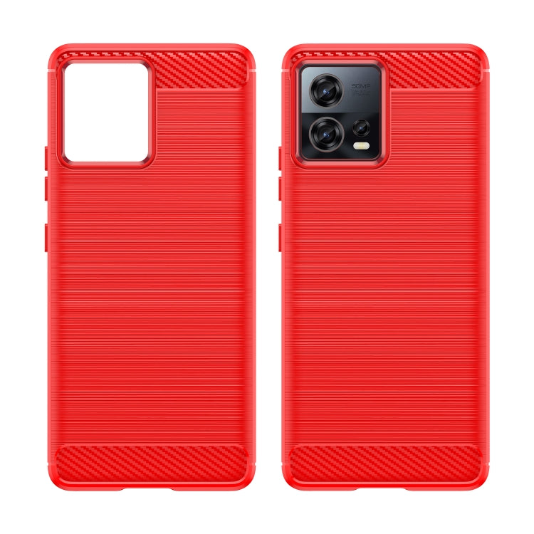 For Motorola Edge 30 Fusion/Moto S30 Pro Brushed Texture Carbon Fiber TPU Phone Case(Red) - Motorola Cases by buy2fix | Online Shopping UK | buy2fix