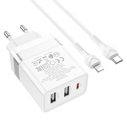 hoco N21 Pro Tourer PD 30W Type-C to 8 Pin Three-port Fast Charger Set, Plug Type:EU Plug - Mobile Accessories by hoco | Online Shopping UK | buy2fix