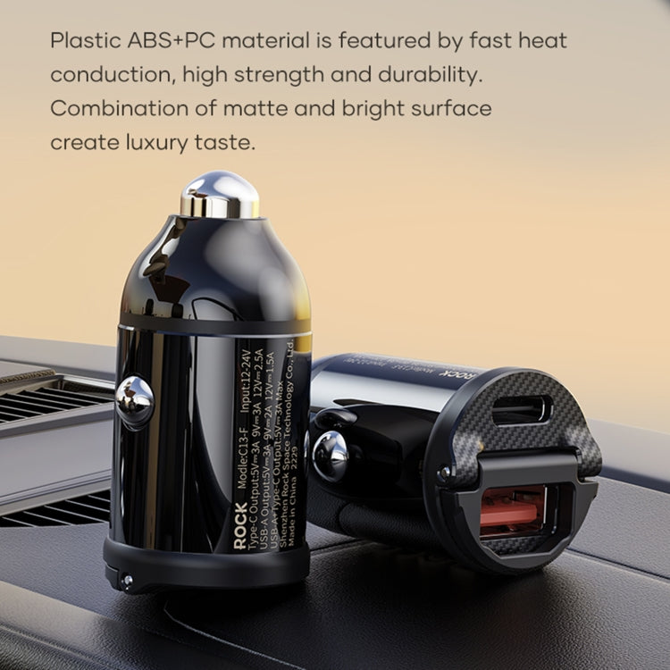 ROCK C13-F H18 Mini Portable Dual Port USB + USB-C / Type-C Car Fast Charger - In Car by ROCK | Online Shopping UK | buy2fix