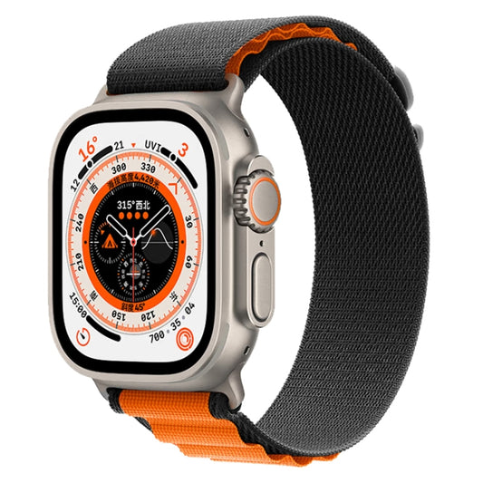 For Apple Watch Ultra 49mm Nylon Watch Band (Black+Orange) - Smart Wear by buy2fix | Online Shopping UK | buy2fix